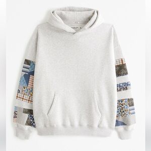 Abercrombie & Fitch Essential Popover Gray SoftAF Fleece Hoodie *Patchwork* XS